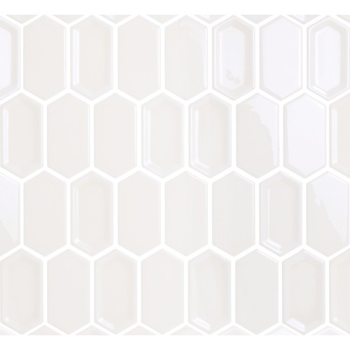 Мозаика LeeDo: Crayon White glos 38x76x8 мм, керамическая глазурованная глянцевая